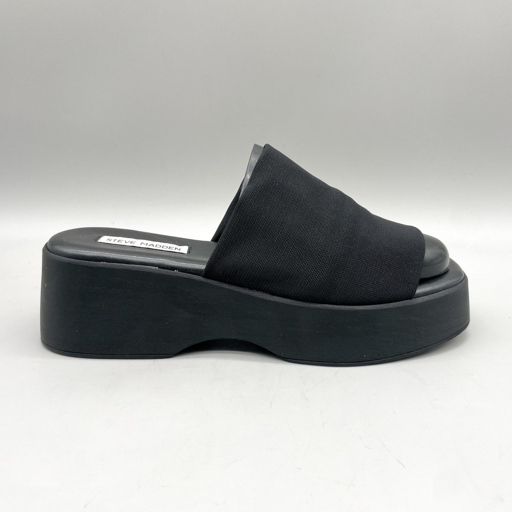 Steve Madden Womens 40 Slinky Platform Slide Sandals Black Y2K Chunky Bratz